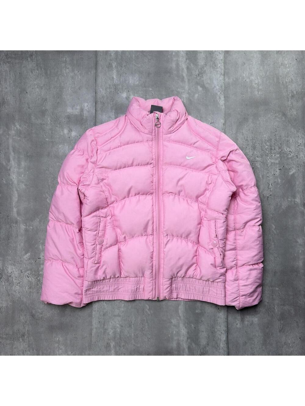 Y2K Pink Nike Swoosh Grunge Puffer Zip Up Jacket